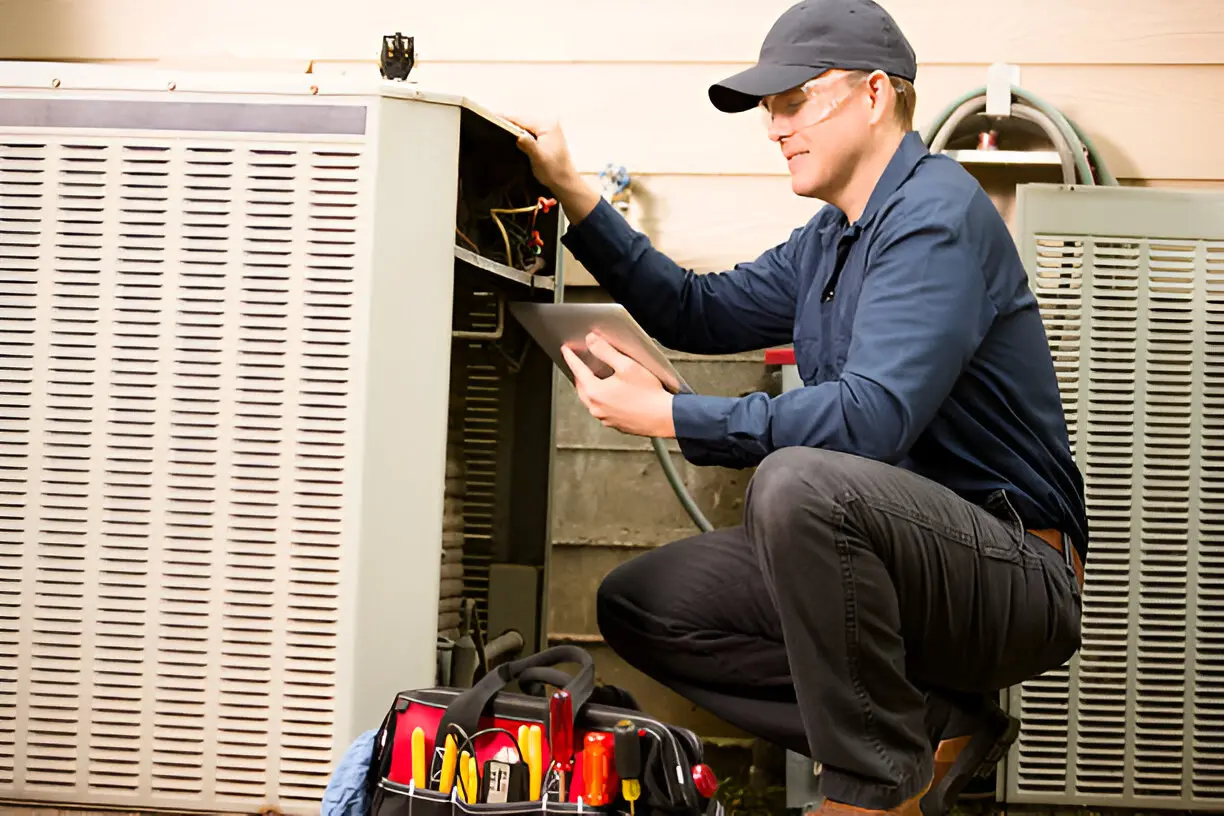 HVAC specialist fixing an air conditioner in Plant City, FL